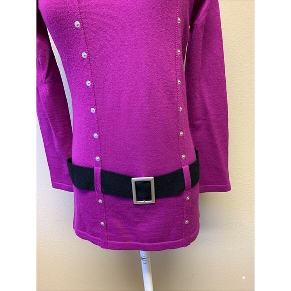 VTG Obermeyer Small Wool Blend Apres Ski Tunic Sweater belted Y2K Chic Rare - Picture 5 of 9